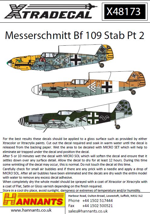 Xtradecal X48173 Messerschmitt Bf 109 Stab Pt 2
