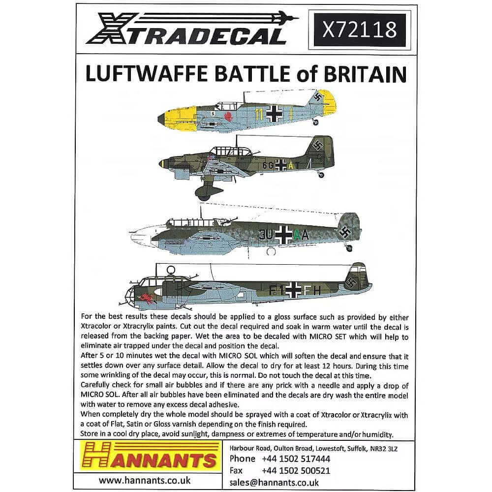 Xtradecal X72118 Luftwaffe Battle of Britain