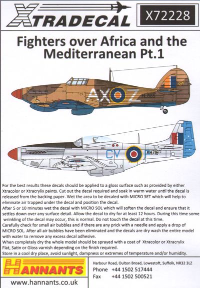 Xtradecal X72228 Fighters Over Africa and the Mediterranean Pt.1