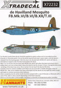 Xtradecal X72232 De Havilland Mosquito FB.Mk.VI / B.VI / B.XX / T.III