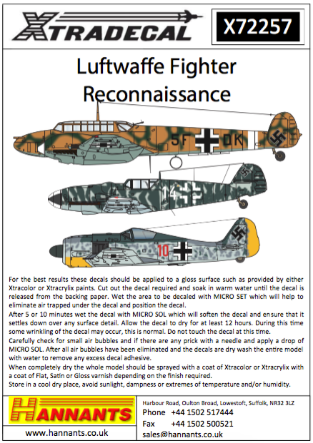 Xtradecal X72257 Luftwaffe Fighter Reconnaissance