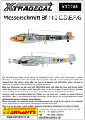 Xtradecal X72281 Messerschmitt Bf 110 C,D,E,F,G