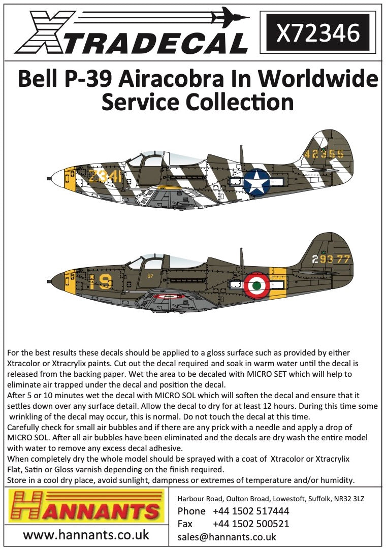 Xtradecal X72346 Bell P-39 Airacobra In Worldwide Service Collection