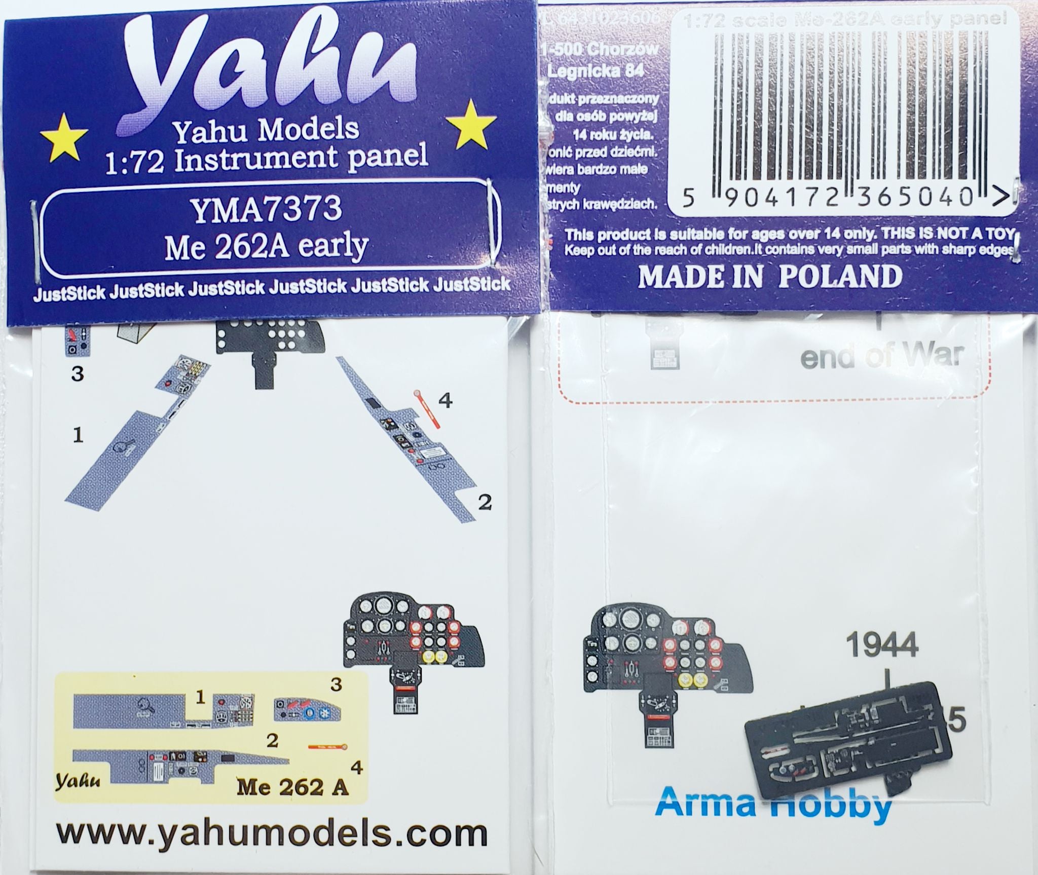 Me 262A Early Instrument panel 1/72