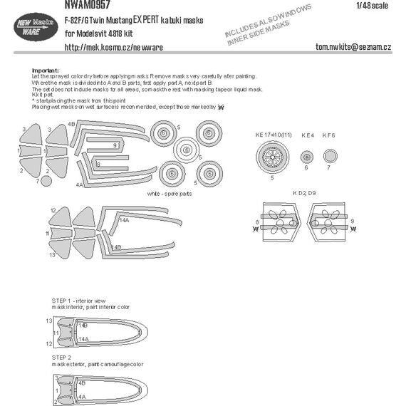F-82F/G Twin Mustang Expert Kabuk I Mask 1/48