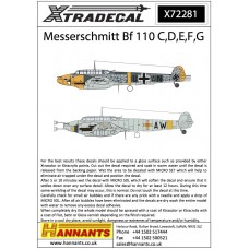 Xtradecal X72281 Messerschmitt Bf 110 C,D,E,F,G Xtradecal X72281 Messerschmitt Bf 110 C,D,E,F,G